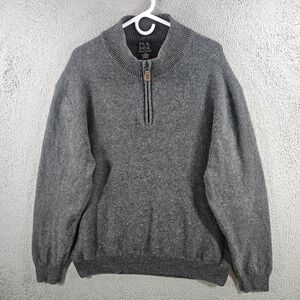 Jos. A. Bank Mens XXL Grey Lambswool Blend Quarter Zip Sweater Executive